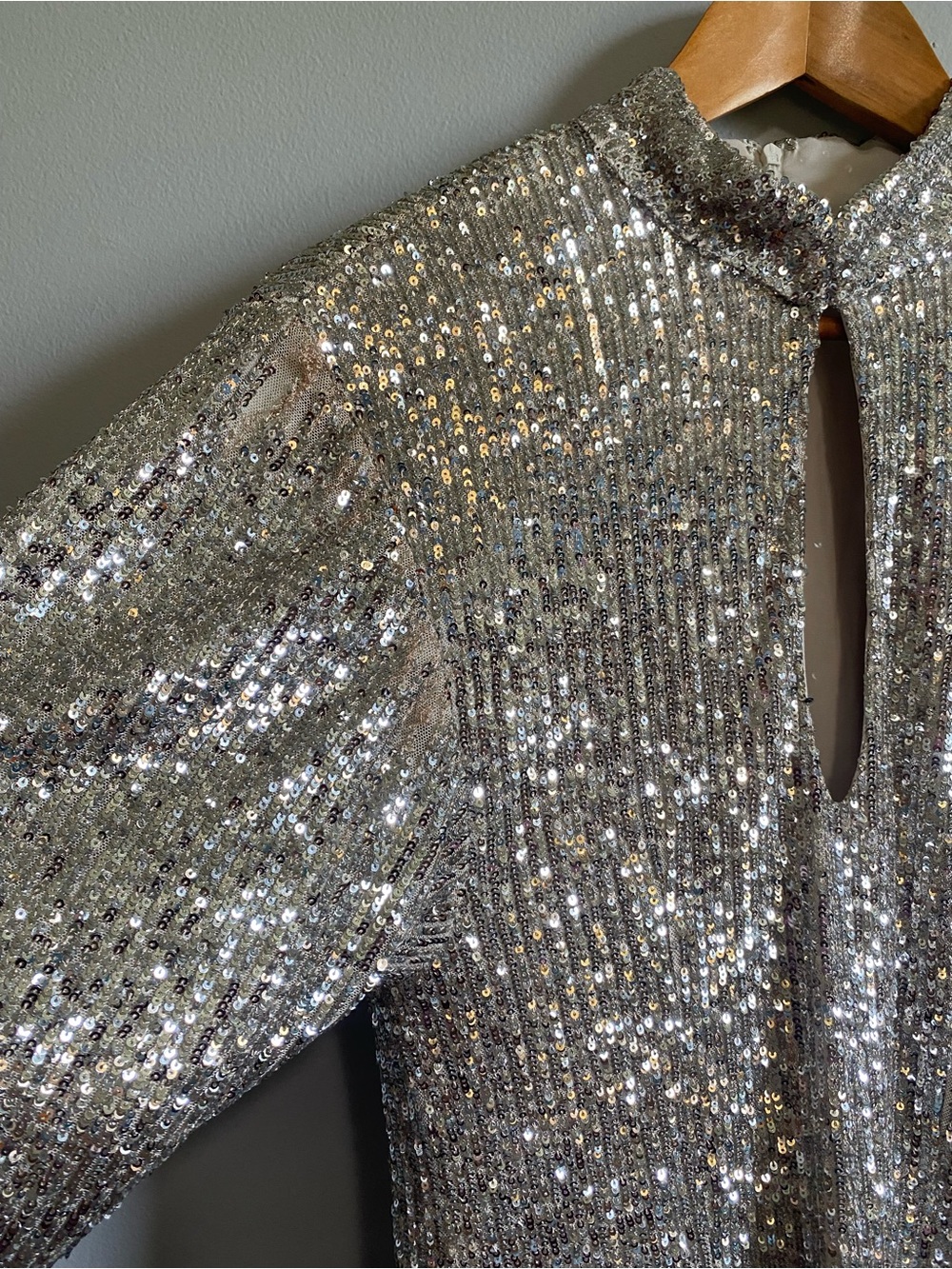 Ronny Kobo Lauper Dress Silver Medium
Sequin Cocktail Keyhole Neckline - Picture 7 of 11